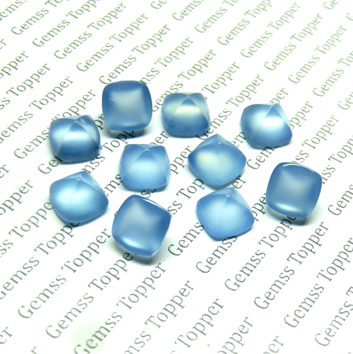 Turkish Blue Chalcedony 10x10 mm Sugarloaf Cabochon
